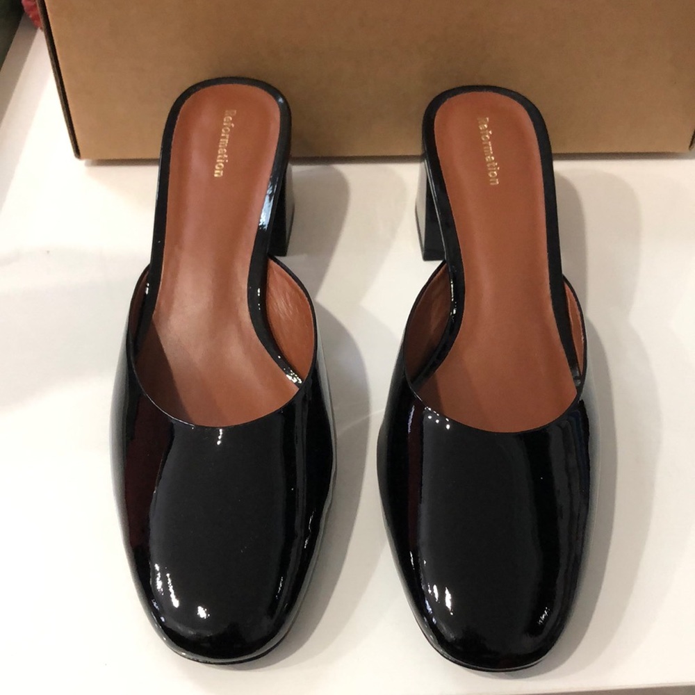 Reformation marina block heel mule - Black 8.5